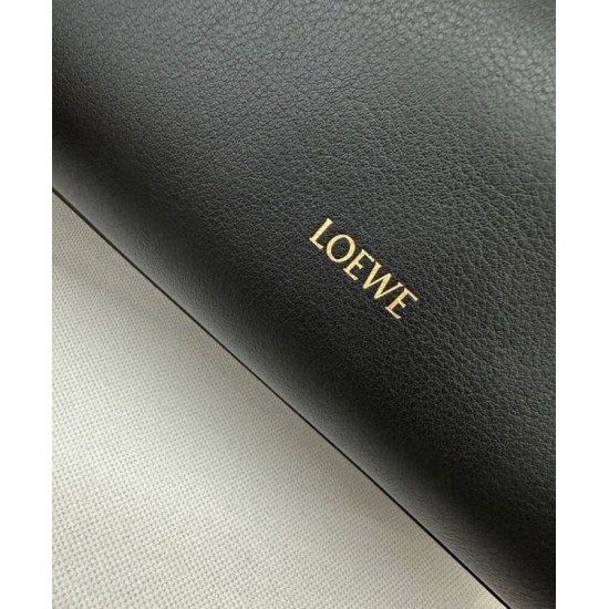 Miglior sito Replica Borsa Loewe Madrid media morbida pelle di vitello nero Imitazioni Outlet Online