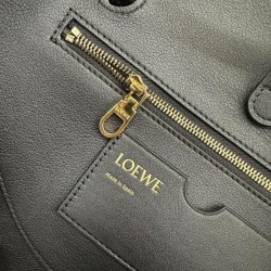 Miglior sito Replica Borsa Loewe Madrid media morbida pelle di vitello nero Imitazioni Outlet Online