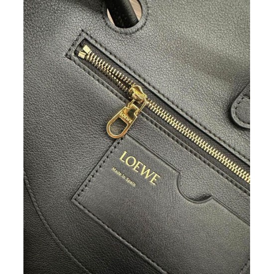 Miglior sito Replica Borsa Loewe Madrid media morbida pelle di vitello nero Imitazioni Outlet Online