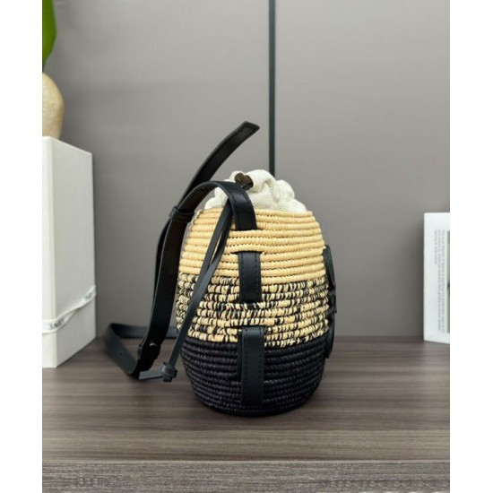 Miglior sito Replica Borsa a tracolla rafia Loewe Nero Imitazioni Outlet Online