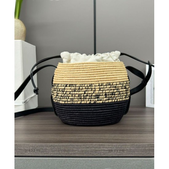 Miglior sito Replica Borsa a tracolla rafia Loewe Nero Imitazioni Outlet Online