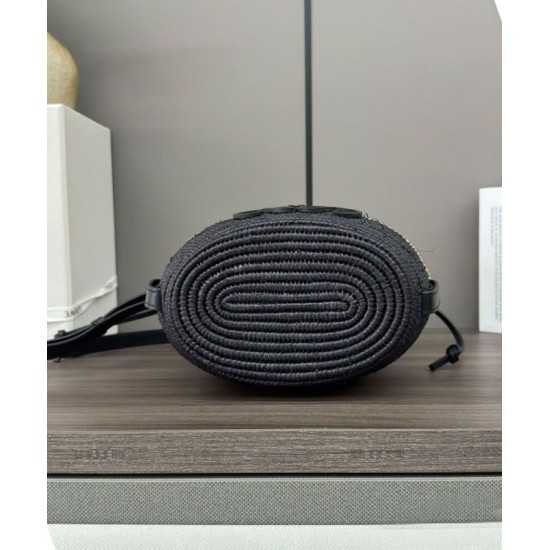 Miglior sito Replica Borsa a tracolla rafia Loewe Nero Imitazioni Outlet Online