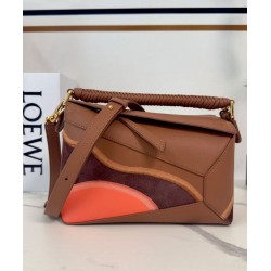 Miglior sito Replica Borsa Loewe piccola Puzzle Edge Landscape in pelle di vitello nappa Caffè Imitazioni Outlet Online