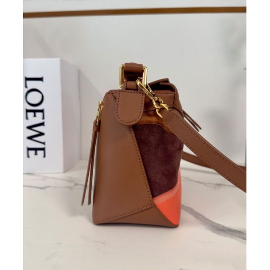 Miglior sito Replica Borsa Loewe piccola Puzzle Edge Landscape in pelle di vitello nappa Caffè Imitazioni Outlet Online
