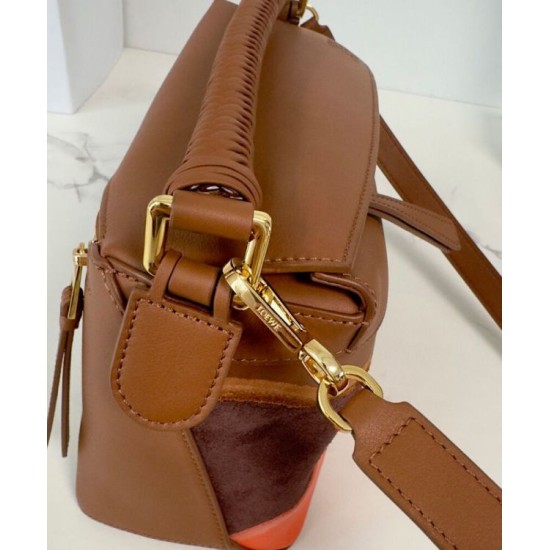 Miglior sito Replica Borsa Loewe piccola Puzzle Edge Landscape in pelle di vitello nappa Caffè Imitazioni Outlet Online