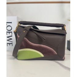 Miglior sito Replica Borsa Loewe piccola Puzzle Edge Landscape in pelle di vitello nappa Caffè scuro Imitazioni Outlet Online