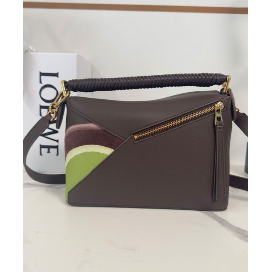 Miglior sito Replica Borsa Loewe piccola Puzzle Edge Landscape in pelle di vitello nappa Caffè scuro Imitazioni Outlet Online