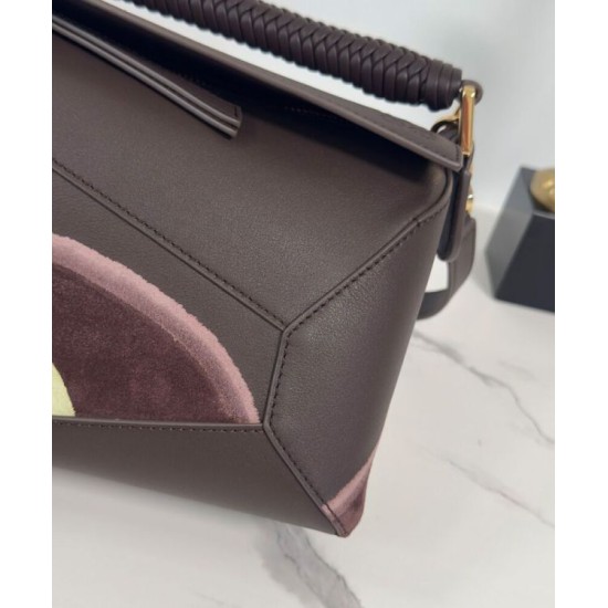 Miglior sito Replica Borsa Loewe piccola Puzzle Edge Landscape in pelle di vitello nappa Caffè scuro Imitazioni Outlet Online