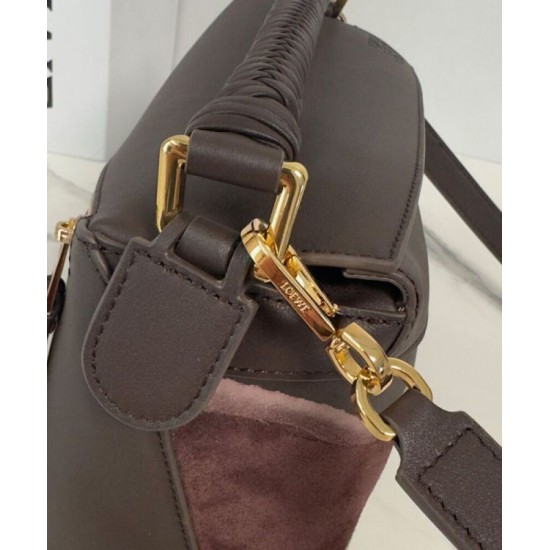 Miglior sito Replica Borsa Loewe piccola Puzzle Edge Landscape in pelle di vitello nappa Caffè scuro Imitazioni Outlet Online