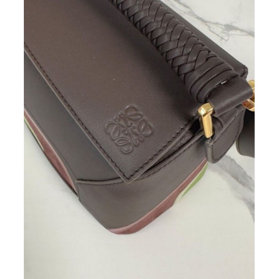 Miglior sito Replica Borsa Loewe piccola Puzzle Edge Landscape in pelle di vitello nappa Caffè scuro Imitazioni Outlet Online