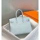 Miglior sito Replica Borse Hermes Birkin 25cm/30cm azzurro Clemence hardware argento Imitazioni Outlet Online