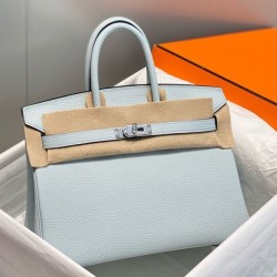 Miglior sito Replica Borse Hermes Birkin 25cm/30cm azzurro Clemence hardware argento Imitazioni Outlet Online