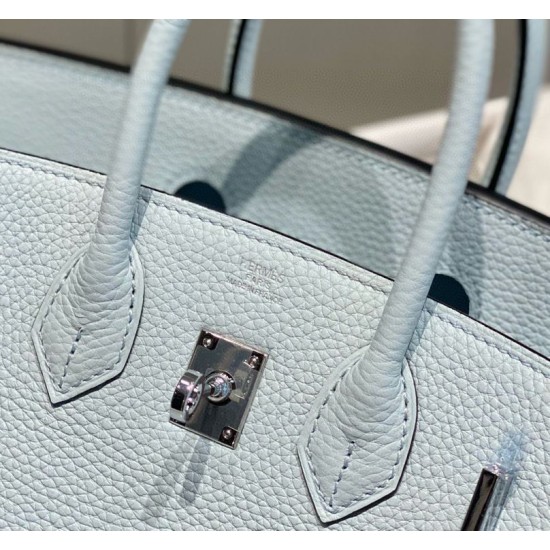 Miglior sito Replica Borse Hermes Birkin 25cm/30cm azzurro Clemence hardware argento Imitazioni Outlet Online