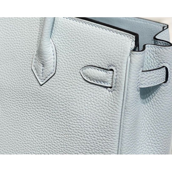 Miglior sito Replica Borse Hermes Birkin 25cm/30cm azzurro Clemence hardware argento Imitazioni Outlet Online