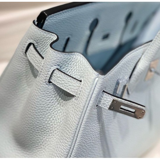 Miglior sito Replica Borse Hermes Birkin 25cm/30cm azzurro Clemence hardware argento Imitazioni Outlet Online