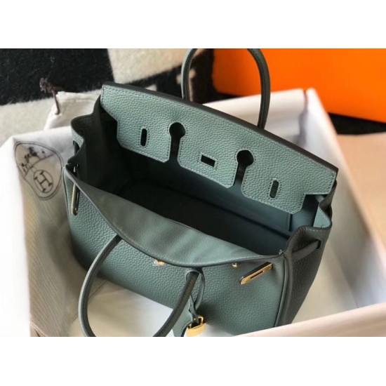 Miglior sito Replica Borse Hermes Birkin 25cm/30cm Verde mandorla Clemence hardware dorato Imitazioni Outlet Online