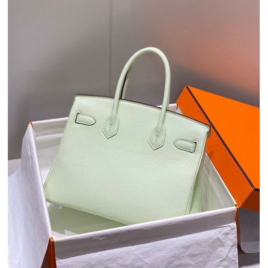 Miglior sito Replica Borse Hermes Birkin 25cm/30cm verde chiaro Clemence hardware argento Imitazioni Outlet Online