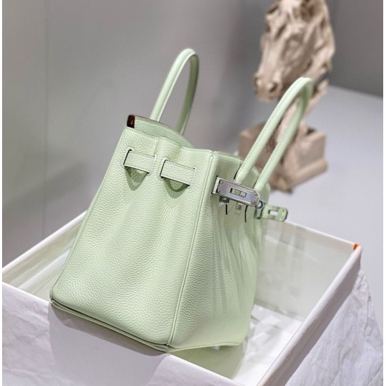 Miglior sito Replica Borse Hermes Birkin 25cm/30cm verde chiaro Clemence hardware argento Imitazioni Outlet Online