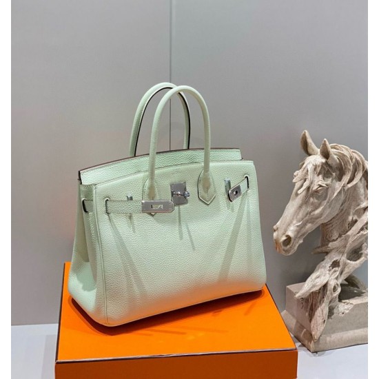 Miglior sito Replica Borse Hermes Birkin 25cm/30cm verde chiaro Clemence hardware argento Imitazioni Outlet Online