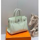 Miglior sito Replica Borse Hermes Birkin 25cm/30cm verde chiaro Clemence hardware argento Imitazioni Outlet Online