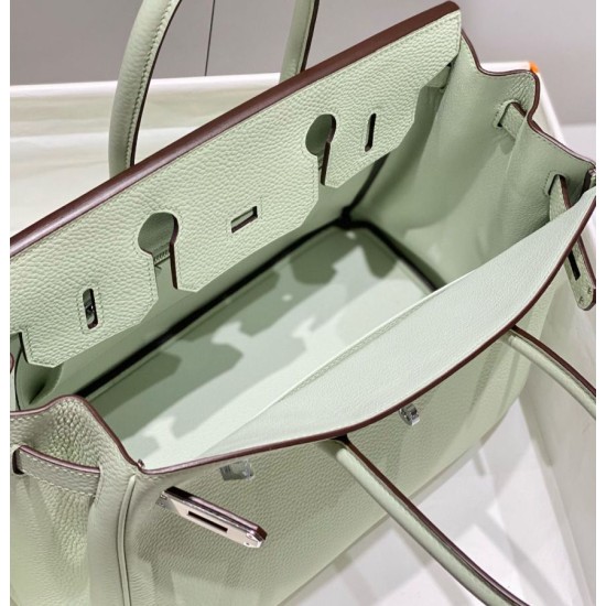 Miglior sito Replica Borse Hermes Birkin 25cm/30cm verde chiaro Clemence hardware argento Imitazioni Outlet Online