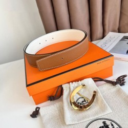 Miglior sito Replica Cintura reversibile Hermes Luck 38 mm con fibbia oro Epsom Imitazioni Outlet Online