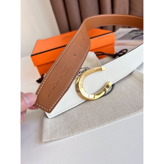 Miglior sito Replica Cintura reversibile Hermes Luck 38 mm con fibbia oro Epsom Imitazioni Outlet Online