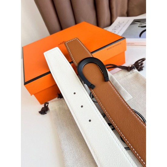 Miglior sito Replica Cintura reversibile Hermes Luck 38 mm con fibbia nera Epsom Imitazioni Outlet Online