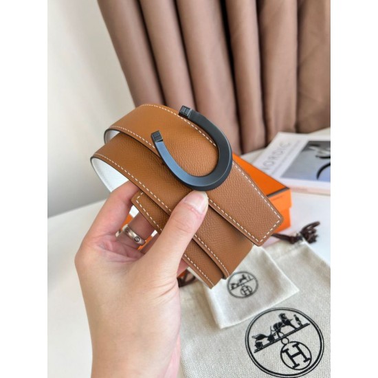 Miglior sito Replica Cintura reversibile Hermes Luck 38 mm con fibbia nera Epsom Imitazioni Outlet Online