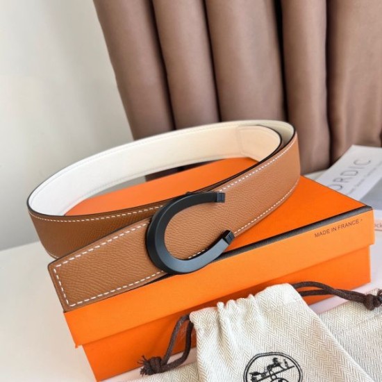 Miglior sito Replica Cintura reversibile Hermes Luck 38 mm con fibbia nera Epsom Imitazioni Outlet Online