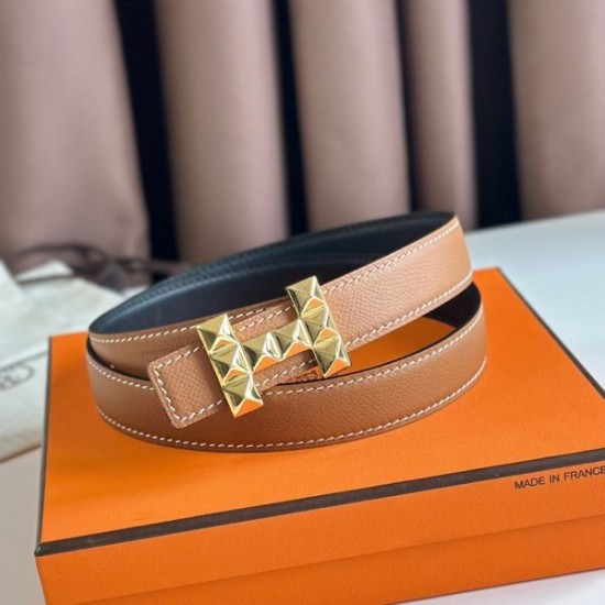Miglior sito Replica Cintura reversibile Hermes H Medor 24MM Epsom Marrone Imitazioni Outlet Online
