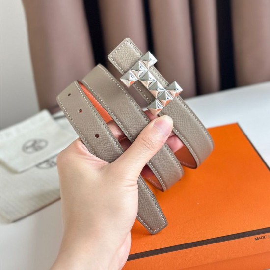 Miglior sito Replica Cintura reversibile Hermes H Medor 24MM Epsom Grigio Imitazioni Outlet Online