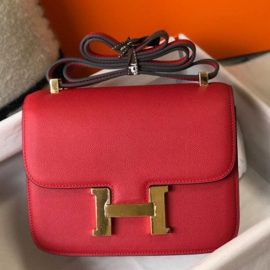 Miglior sito Replica Borsa Hermes Constance MM 24cm Rossa Epsom Imitazioni Outlet Online