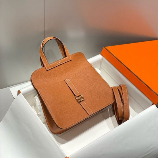 Miglior sito Replica Borse Hermes Halzan 25 marrone clemence Imitazioni Outlet Online