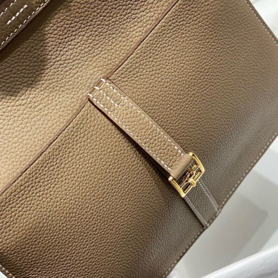 Miglior sito Replica Borse Hermes Halzan 25 marrone grigiastro clemence Imitazioni Outlet Online