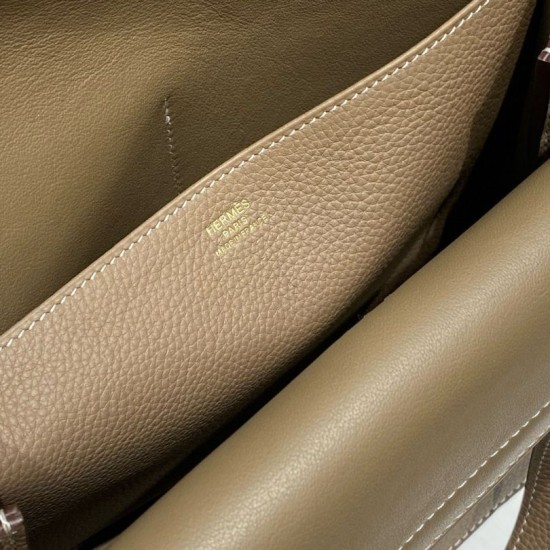 Miglior sito Replica Borse Hermes Halzan 25 marrone grigiastro clemence Imitazioni Outlet Online