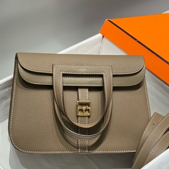 Miglior sito Replica Borse Hermes Halzan 25 marrone grigiastro clemence Imitazioni Outlet Online