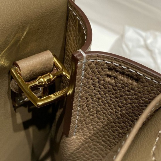 Miglior sito Replica Borse Hermes Halzan 25 marrone grigiastro clemence Imitazioni Outlet Online