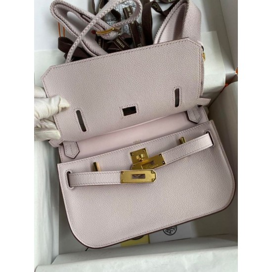 Miglior sito Replica Borsa Hermes Jypsiere Mini in pelle di vitello color malva chiaro Imitazioni Outlet Online