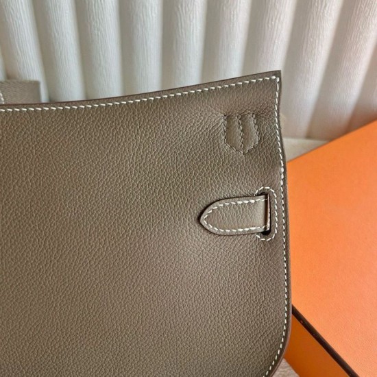 Miglior sito Replica Borsa Hermes Jypsiere Mini fatta a mano in pelle di vitello color talpa Imitazioni Outlet Online