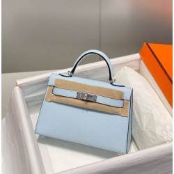 Miglior sito Replica Borsa Hermes Kelly Mini II Azzurro Epsom con hardware dorato Imitazioni Outlet Online