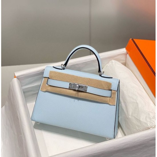 Miglior sito Replica Borsa Hermes Kelly Mini II Azzurro Epsom con hardware dorato Imitazioni Outlet Online