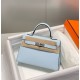Miglior sito Replica Borsa Hermes Kelly Mini II Azzurro Epsom con hardware dorato Imitazioni Outlet Online