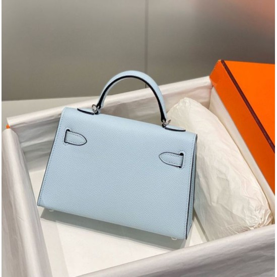 Miglior sito Replica Borsa Hermes Kelly Mini II Azzurro Epsom con hardware dorato Imitazioni Outlet Online