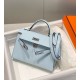 Miglior sito Replica Borsa Hermes Kelly Mini II Azzurro Epsom con hardware dorato Imitazioni Outlet Online