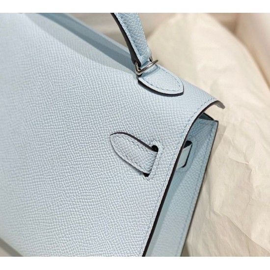 Miglior sito Replica Borsa Hermes Kelly Mini II Azzurro Epsom con hardware dorato Imitazioni Outlet Online
