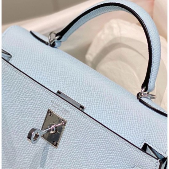 Miglior sito Replica Borsa Hermes Kelly Mini II Azzurro Epsom con hardware dorato Imitazioni Outlet Online
