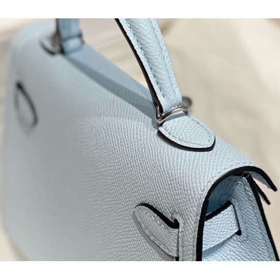 Miglior sito Replica Borsa Hermes Kelly Mini II Azzurro Epsom con hardware dorato Imitazioni Outlet Online