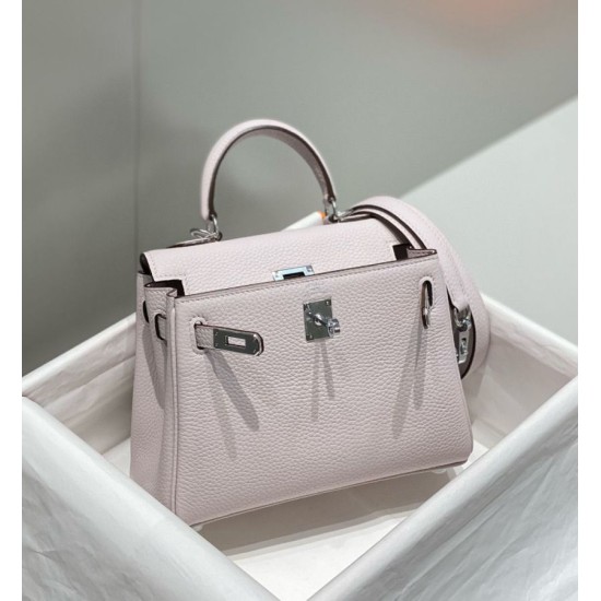 Miglior sito Replica Borsa Hermes Kelly 20cm/25cm malva pallido Clemence hardware argento Imitazioni Outlet Online