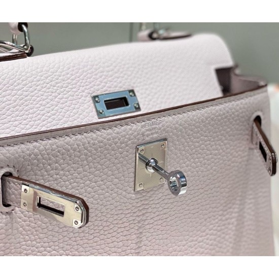 Miglior sito Replica Borsa Hermes Kelly 20cm/25cm malva pallido Clemence hardware argento Imitazioni Outlet Online
